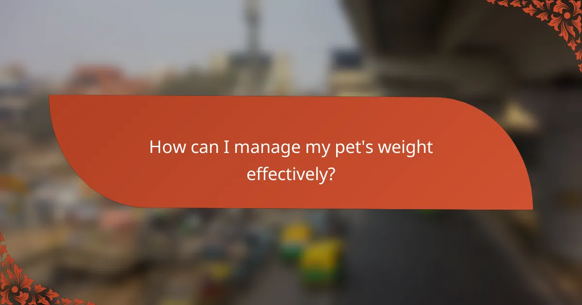 How can I manage my pet's weight effectively?