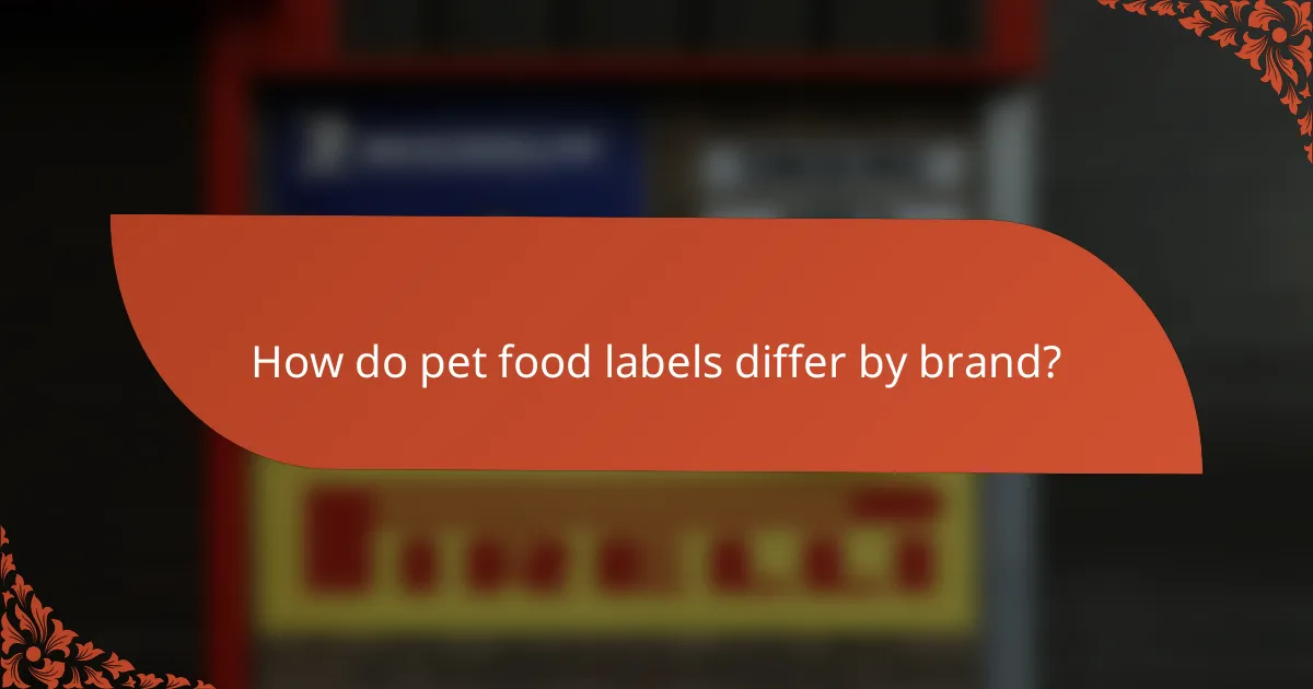How do pet food labels differ by brand?