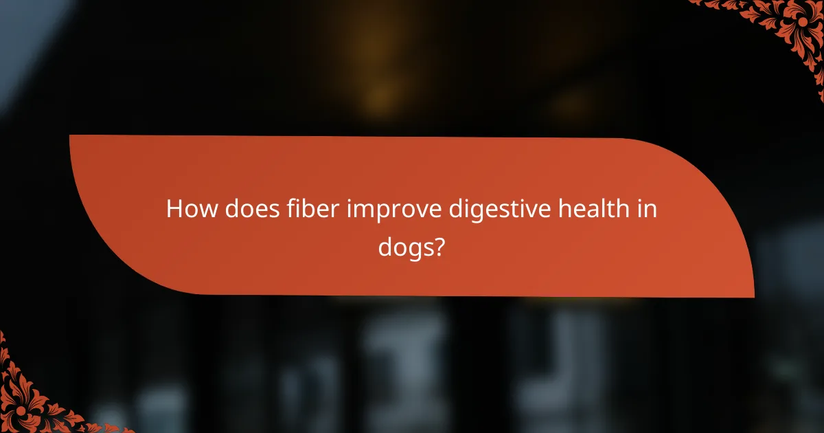 How does fiber improve digestive health in dogs?