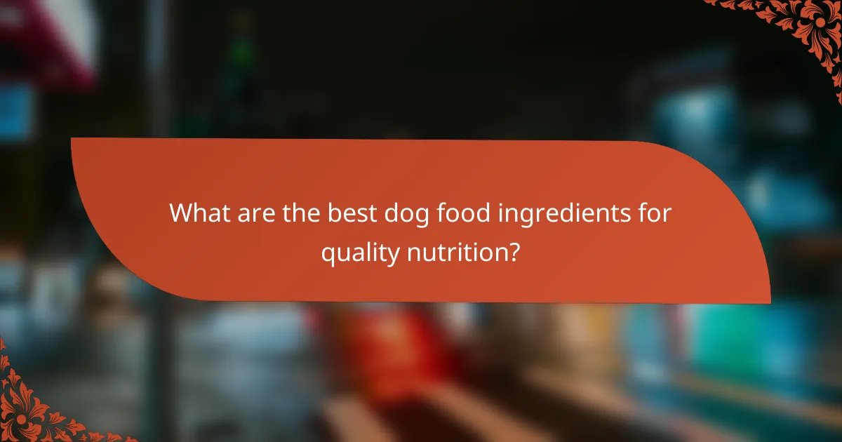 What are the best dog food ingredients for quality nutrition?