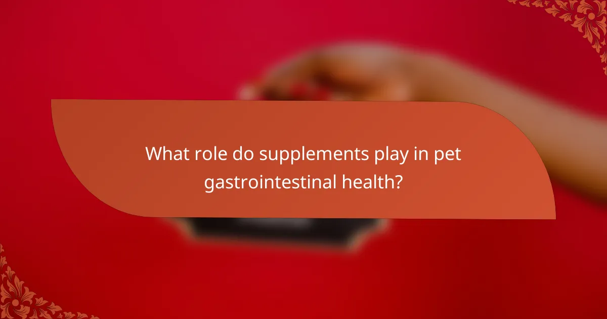 What role do supplements play in pet gastrointestinal health?
